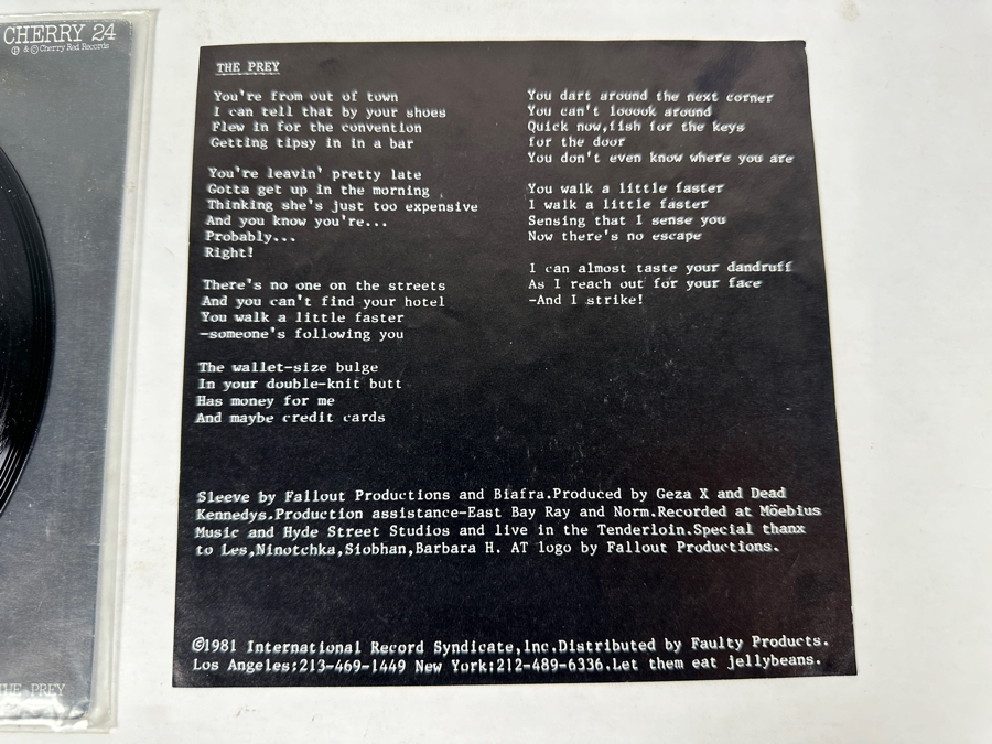 Vintage 1981 Dead Kennedys Too Drunk To Jello Biafra Cherry Red Records Cherry 24 45 Rpm Vinyl Record [Photo 10]