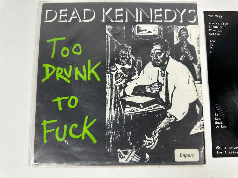 Vintage 1981 Dead Kennedys Too Drunk To Jello Biafra Cherry Red Records Cherry 24 45 Rpm Vinyl Record [Photo 3]