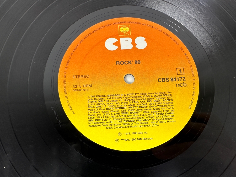 Vintage 1980 Rock' 80 CBS Records: The Police, Joe Jackson, Squeeze & More Vinyl Record Holland Import [Photo 6]