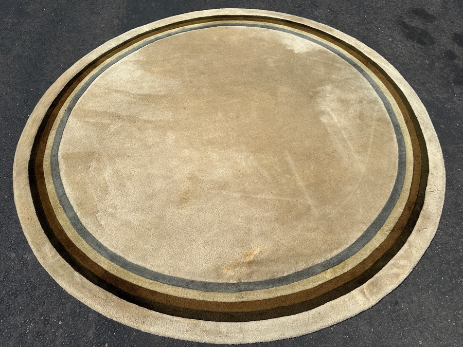 Vintage Mid-Century Edward Fields Round Wool Area Rug 8'W [Photo 3]