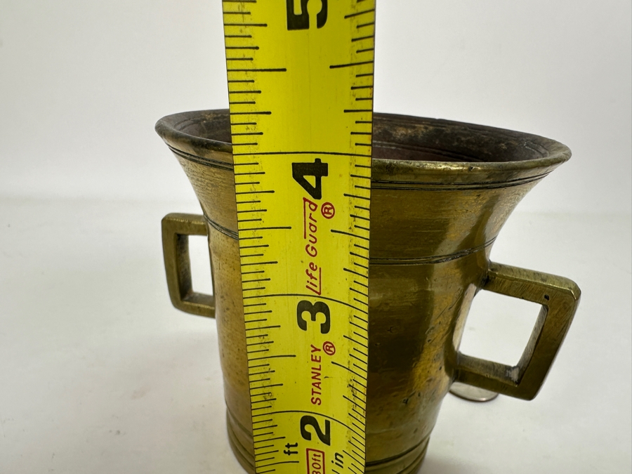 Old Solid Brass Mortar 4H And Pestle 8L [Photo 10]