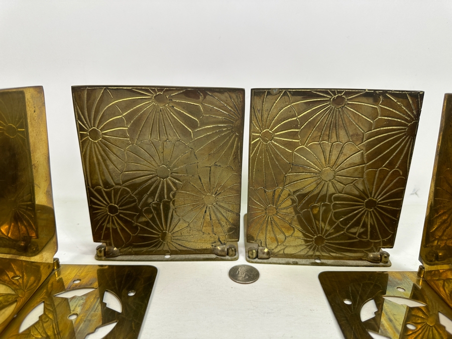 Set Of Six Vintage Brass Hinged Bookends 5W X 5.5H [Photo 2]