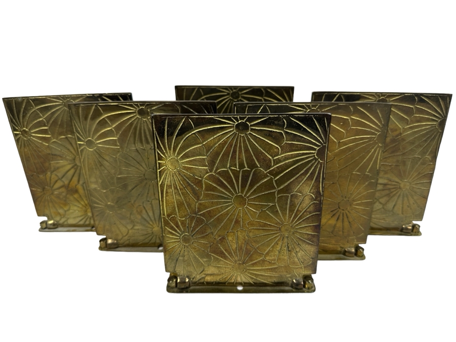 Set Of Six Vintage Brass Hinged Bookends 5W X 5.5H