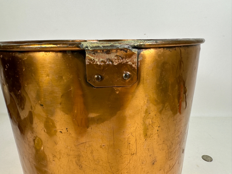 Vintage Large Copper Pail Bucket 12.5W X 11.5H [Photo 6]