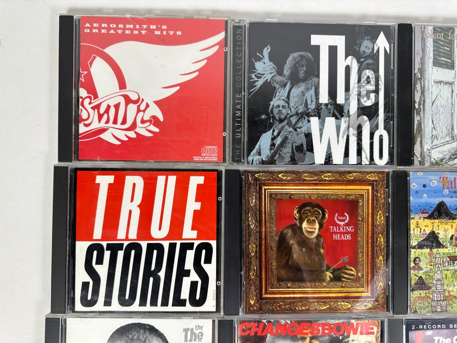 (16) Music CDs: Aerosmith, The Who, Violent Femmes, Ramones, Talking Heads, The The, David Bowie, The Clash, The Cure [Photo 2]