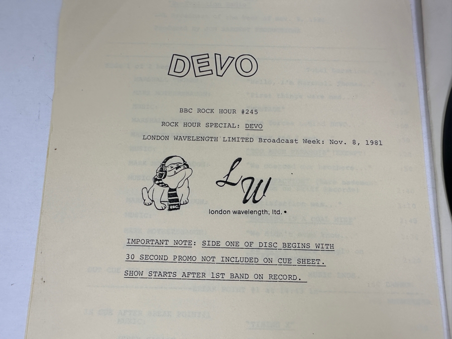 London Wavelengths B.B.C. Rock Hour #245 Week Of Nov. 8, 1981 Rock Hour Special Featuring: DEVO [Photo 6]