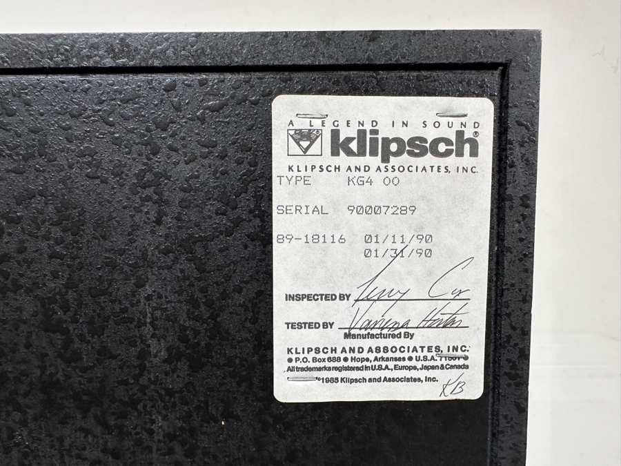 Just Added - Pair Of Nice Klipsch Kg4 Speakers With Original Boxes 27.5H - Tested Working [Photo 9]