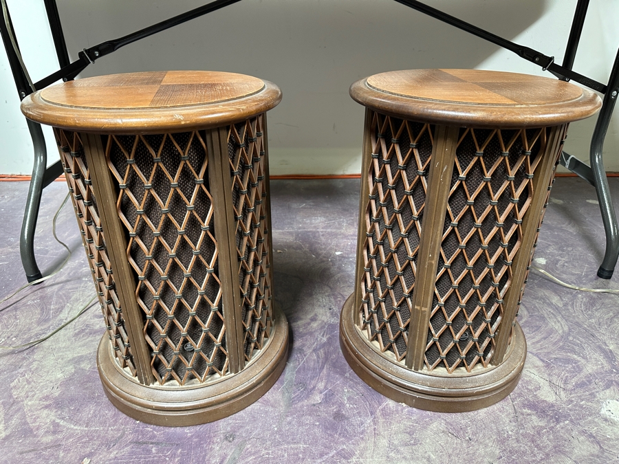 Just Added - Pair Of Rare Mid-Century Pioneer Model CS-05 Round Table Speakers 14W X 25H - Tested Working [Photo 6]
