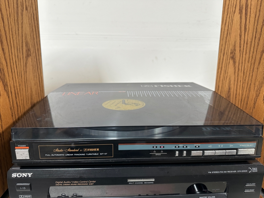 Just Added - Fisher Full Automatic Linear Tracking Turntable Record Player MT-57 (Missing One Of The Back Hinges) - Tested Working [Photo 2]