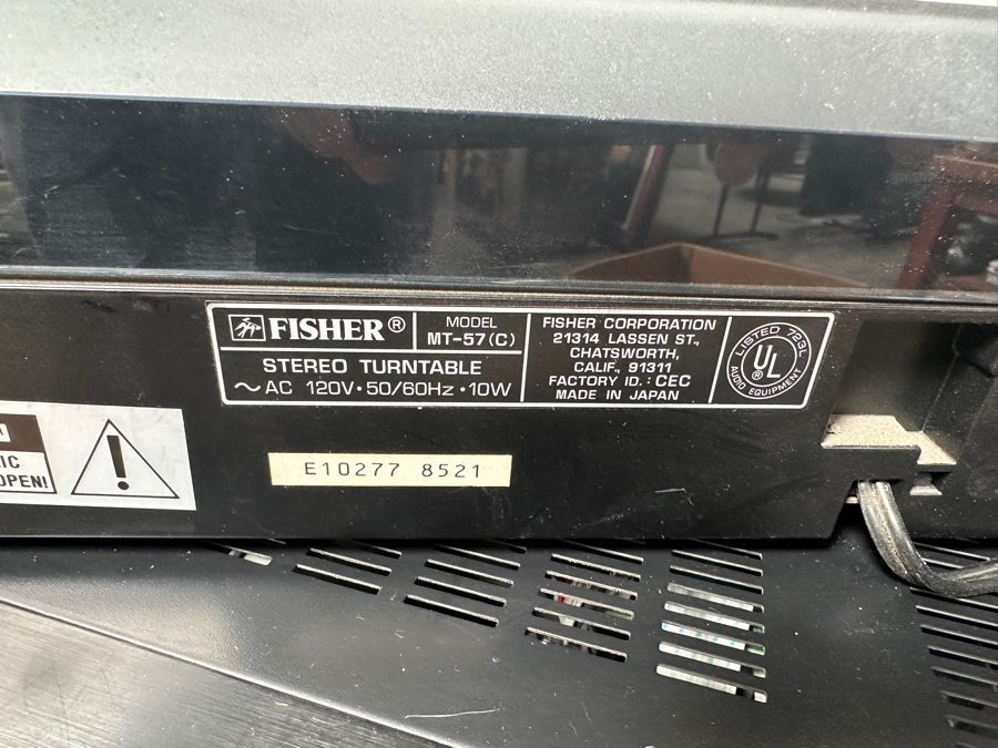 Just Added - Fisher Full Automatic Linear Tracking Turntable Record Player MT-57 (Missing One Of The Back Hinges) - Tested Working [Photo 7]