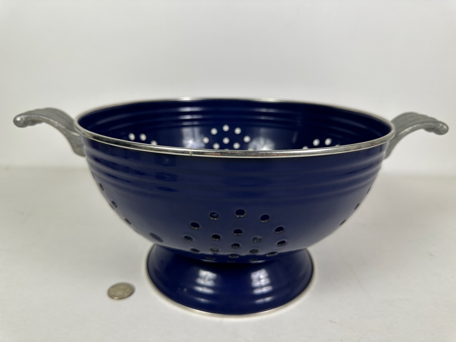 Just Added - Blue Metal Enamel Colander Fiesta Fiestaware [Photo 3]