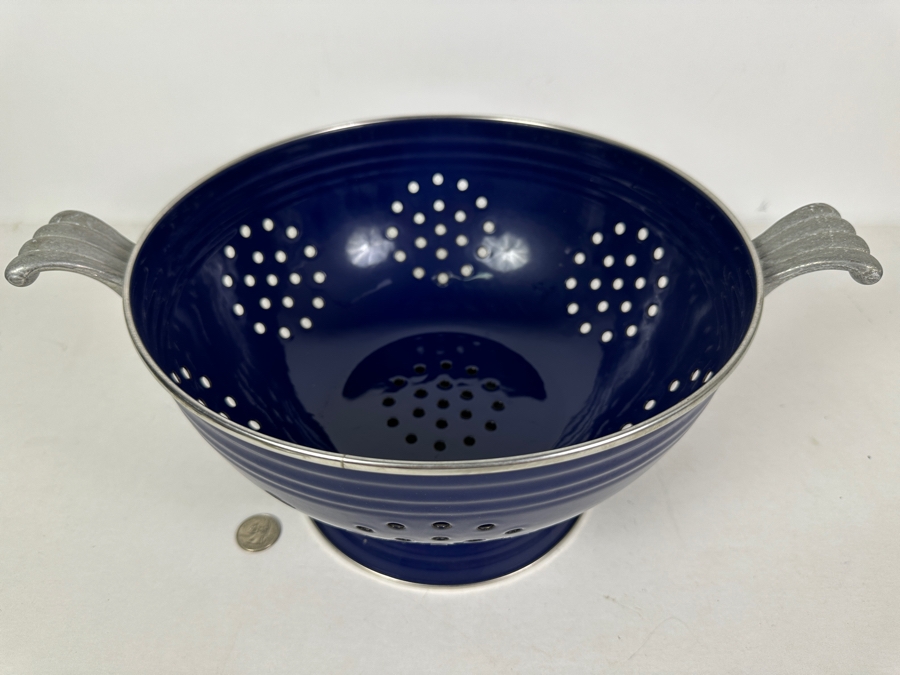 Just Added - Blue Metal Enamel Colander Fiesta Fiestaware [Photo 2]