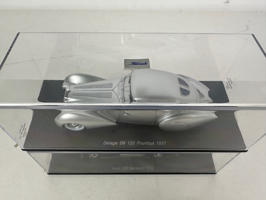 Just Added - Pair Of Diecast Spark Model Cars: Voisin C27 Aerosport 1934 & Delage D8 120 Pourtout 1937 - 7W [Photo 5]