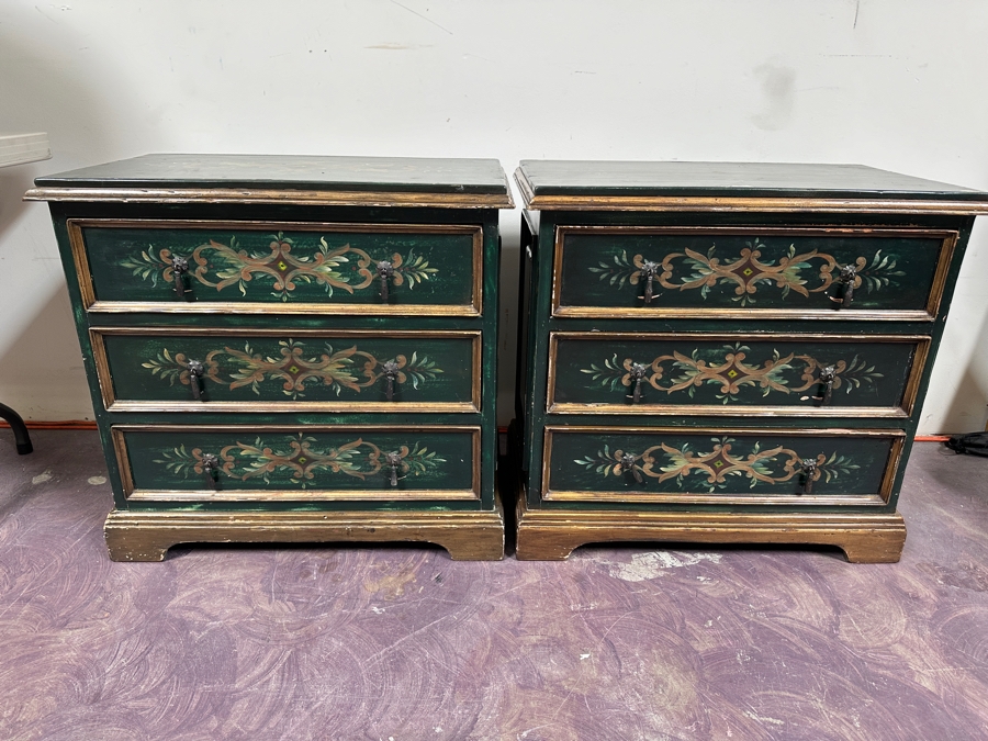 Just Added - Pair Of Wooden South Cone Trading Company Nightstands Hand Made In Peru 29.5W X 16.5D X 28H [Photo 3]