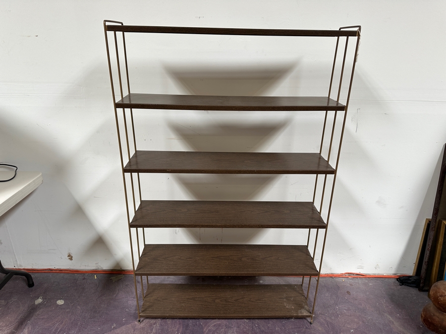 Just Added - Vintage Mid-Century Metal Bookshelves 37W X 9.5D X 58H [Photo 2]