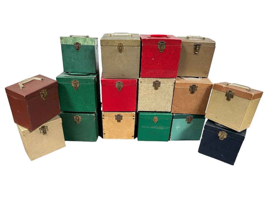 Just Added - (16) Vintage 45 Rpm Portable Record Storage Boxes