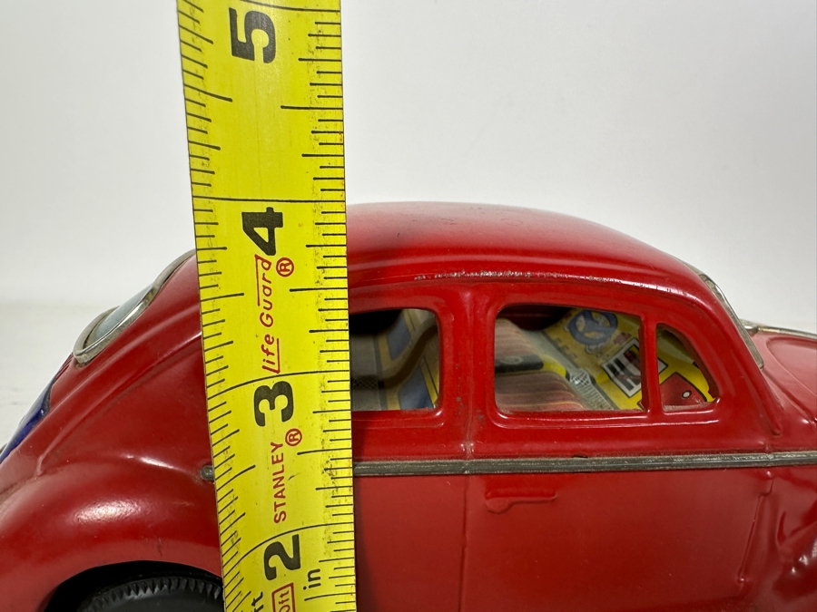 Just Added - Vintage Japanese Yoshiya KO 1960s Volkswagen VW Bug Beetle With Blue Visible Engine Tin Toy Car Battery Operated Bump And Go Action In Great Working Condition [Photo 17]