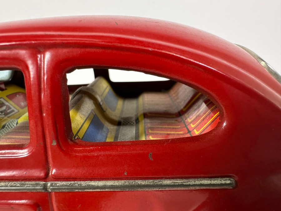 Just Added - Vintage Japanese Yoshiya KO 1960s Volkswagen VW Bug Beetle With Blue Visible Engine Tin Toy Car Battery Operated Bump And Go Action In Great Working Condition [Photo 6]
