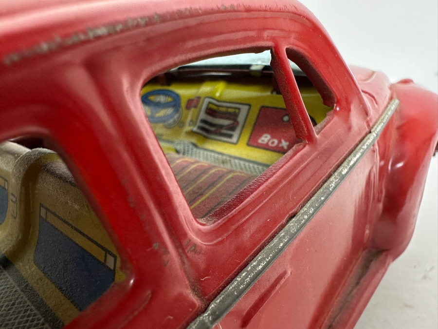 Just Added - Vintage Japanese Yoshiya KO 1960s Volkswagen VW Bug Beetle With Blue Visible Engine Tin Toy Car Battery Operated Bump And Go Action In Great Working Condition [Photo 14]