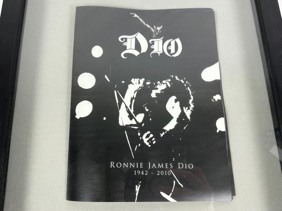 Just Added - Shadowbox Framed Ronnie James Dio (1942-2010) Funeral Program & Button 16W X 2D X 20H [Photo 2]