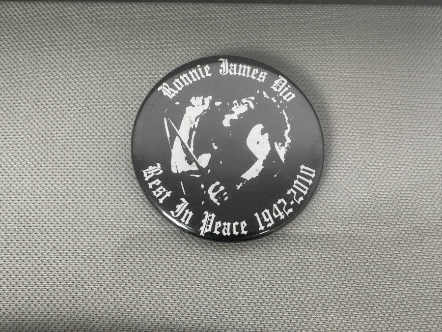 Just Added - Shadowbox Framed Ronnie James Dio (1942-2010) Funeral Program & Button 16W X 2D X 20H [Photo 4]