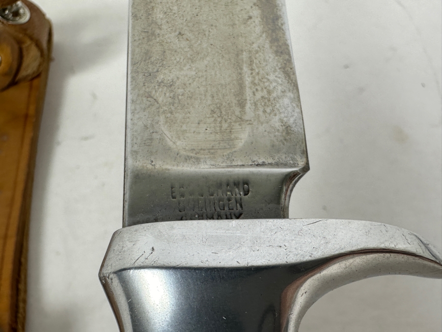 Edge Brand Solingen Germany Stag Handle Hunting Knife With Leather Sheath 10.5L [Photo 7]