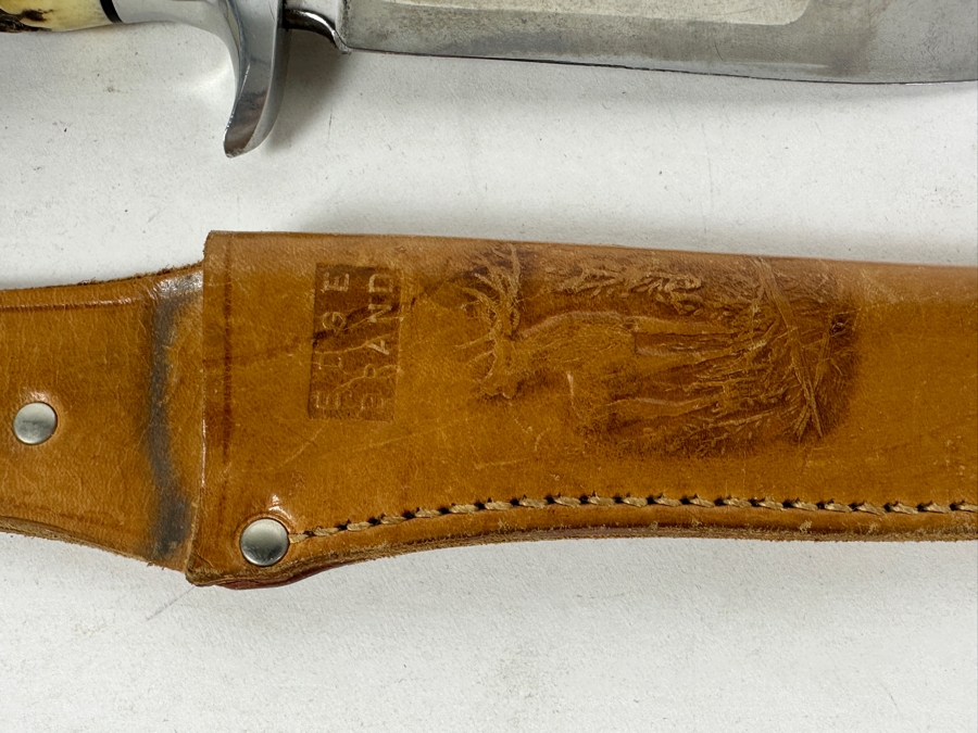 Edge Brand Solingen Germany Stag Handle Hunting Knife With Leather Sheath 10.5L [Photo 2]