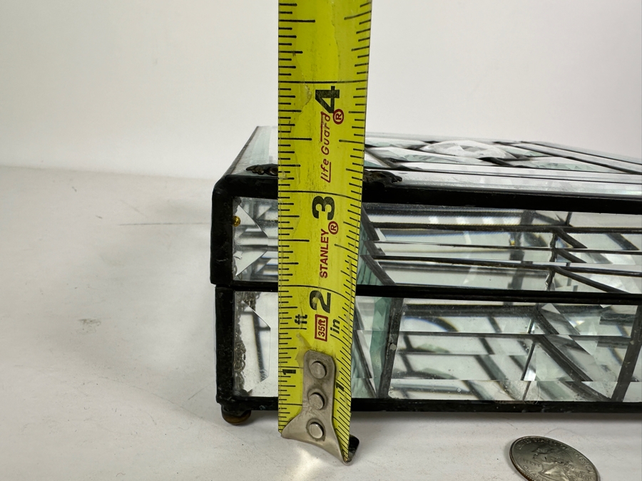 Vintage Beveled Glass & Metal Jewelry Box 8.25W X 8.25D X 3.25H [Photo 10]