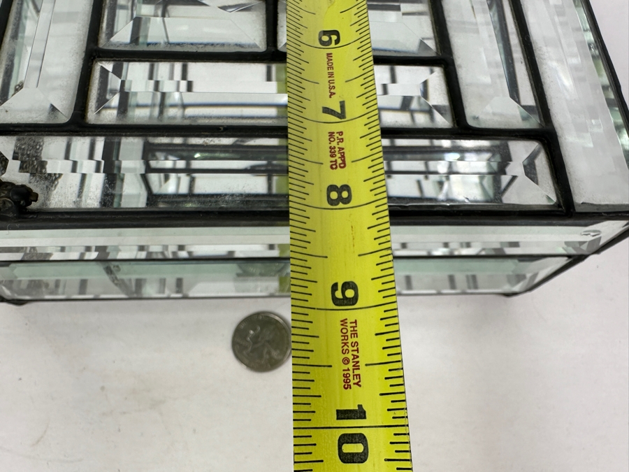 Vintage Beveled Glass & Metal Jewelry Box 8.25W X 8.25D X 3.25H [Photo 9]