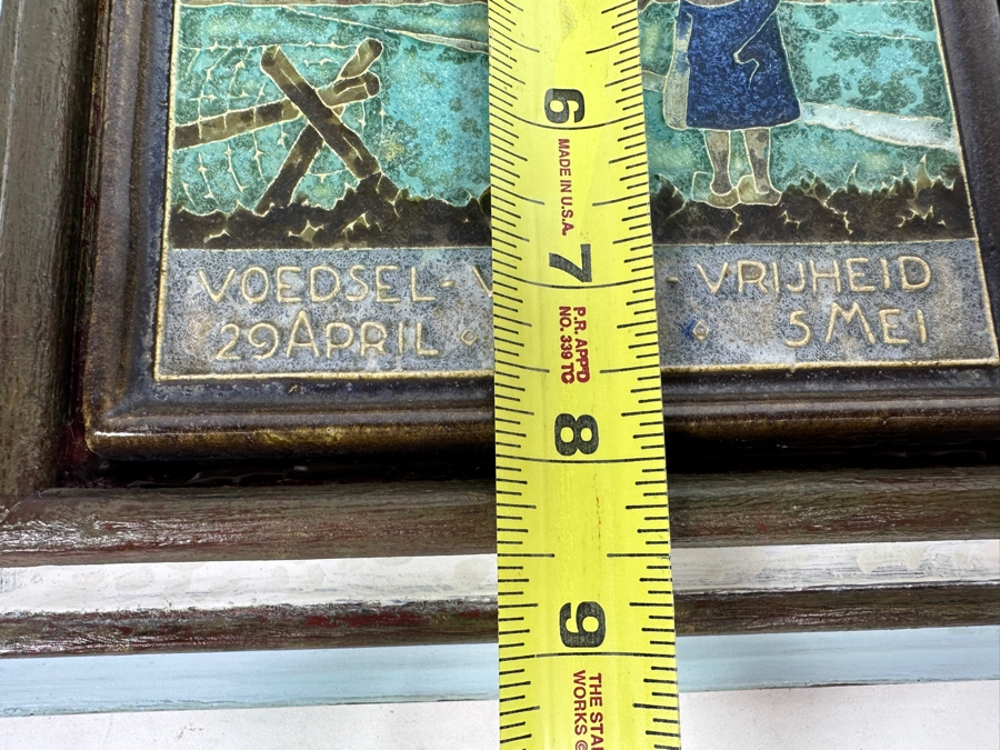 Vintage Royal Delft Cloisonne War Tile Food Dropping Manna Project April 29, 1945 Voedsel Vrede Vrijheid (Food Peace Freedom) 5.5 X 7.5 Framed [Photo 9]