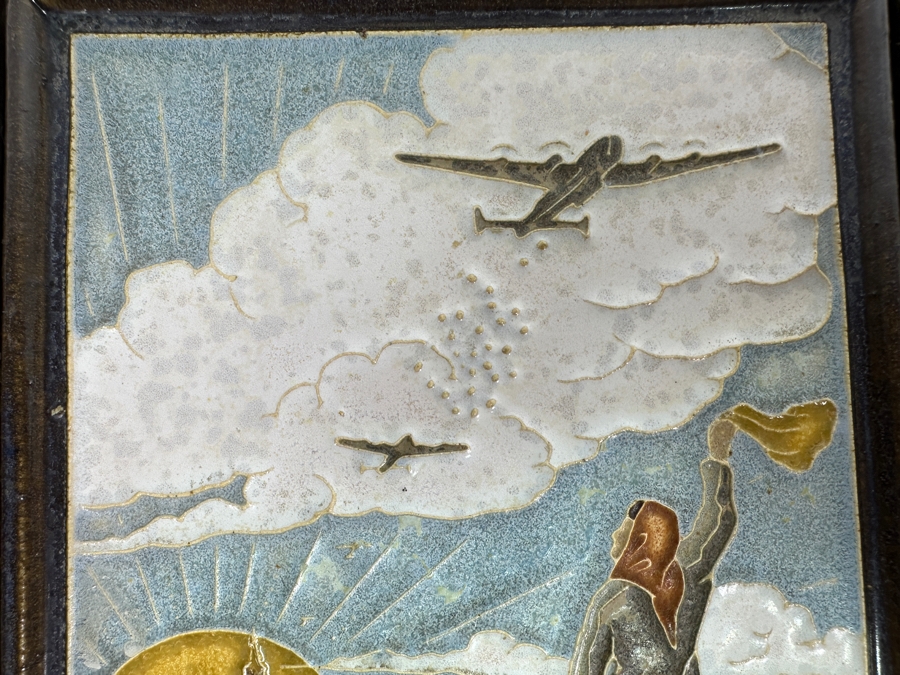 Vintage Royal Delft Cloisonne War Tile Food Dropping Manna Project April 29, 1945 Voedsel Vrede Vrijheid (Food Peace Freedom) 5.5 X 7.5 Framed [Photo 3]