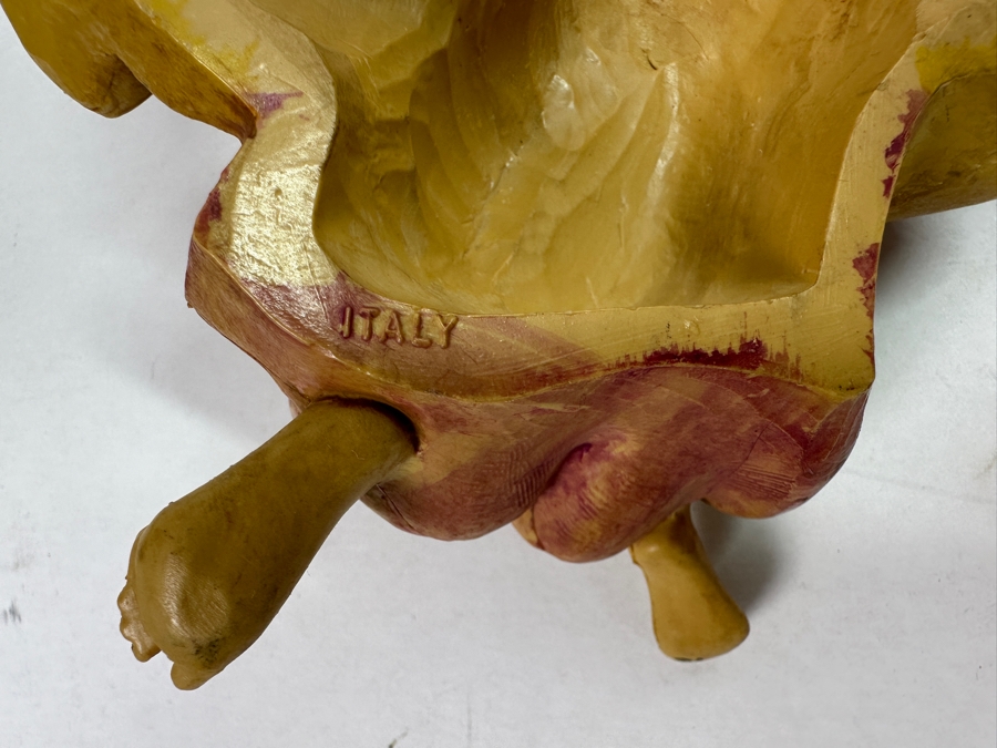 Pair Of Hand Painted Polychrome Resin Italian Angels Wall Hangings 7.5W X 12H [Photo 8]