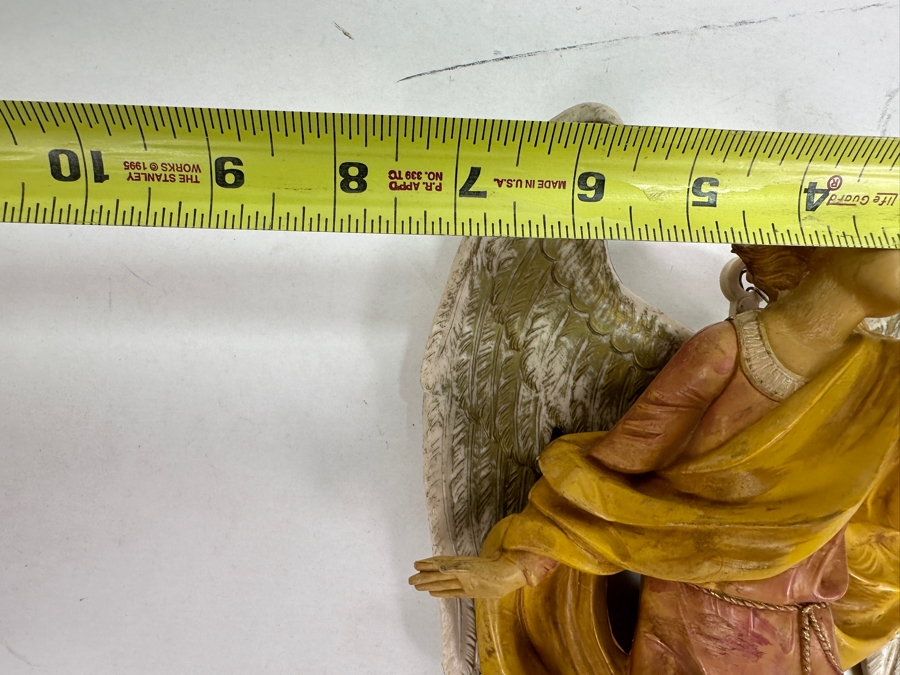 Pair Of Hand Painted Polychrome Resin Italian Angels Wall Hangings 7.5W X 12H [Photo 11]