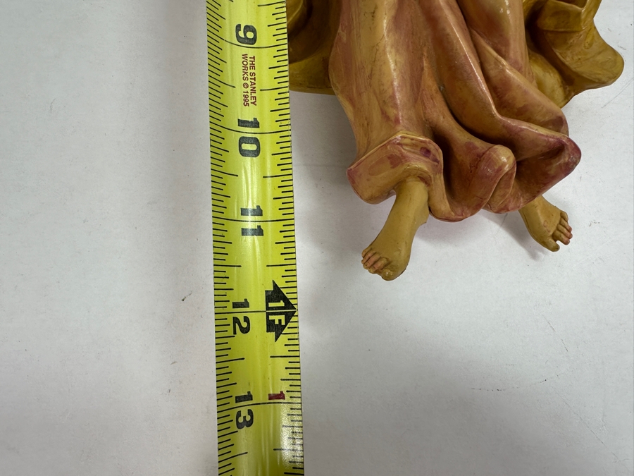 Pair Of Hand Painted Polychrome Resin Italian Angels Wall Hangings 7.5W X 12H [Photo 12]