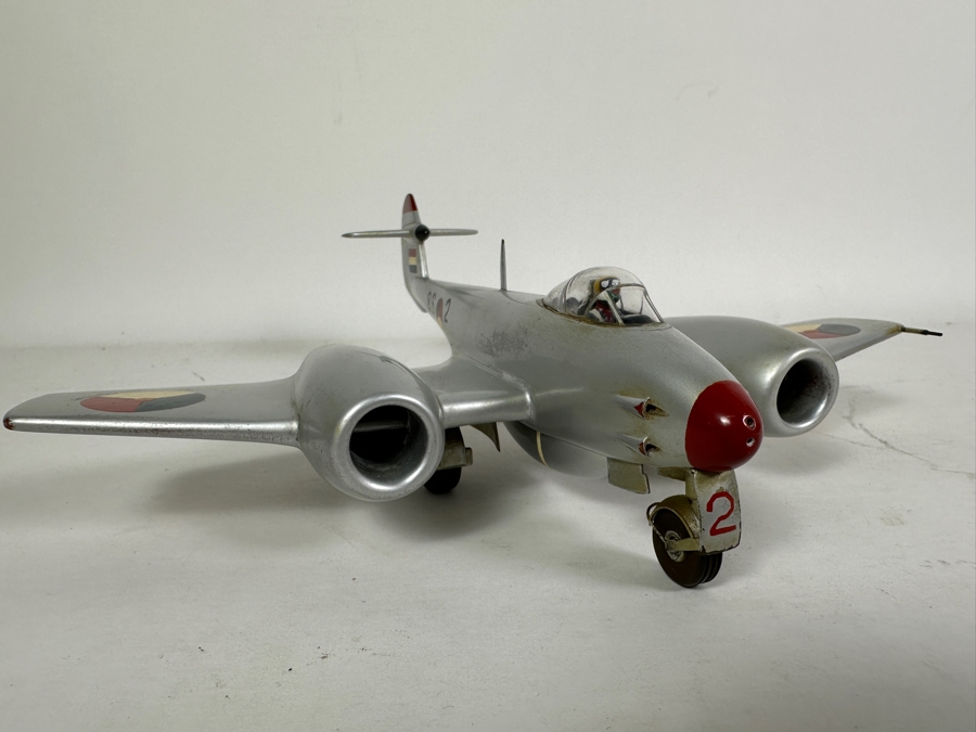 Vintage Hand Painted Gloster Meteor F4 Plane Model With Postcard 8L X 9W [Photo 6]