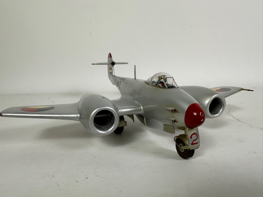 Vintage Hand Painted Gloster Meteor F4 Plane Model With Postcard 8L X 9W [Photo 7]