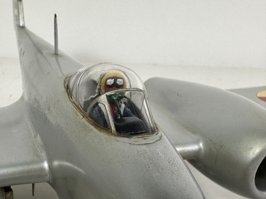 Vintage Hand Painted Gloster Meteor F4 Plane Model With Postcard 8L X 9W [Photo 8]