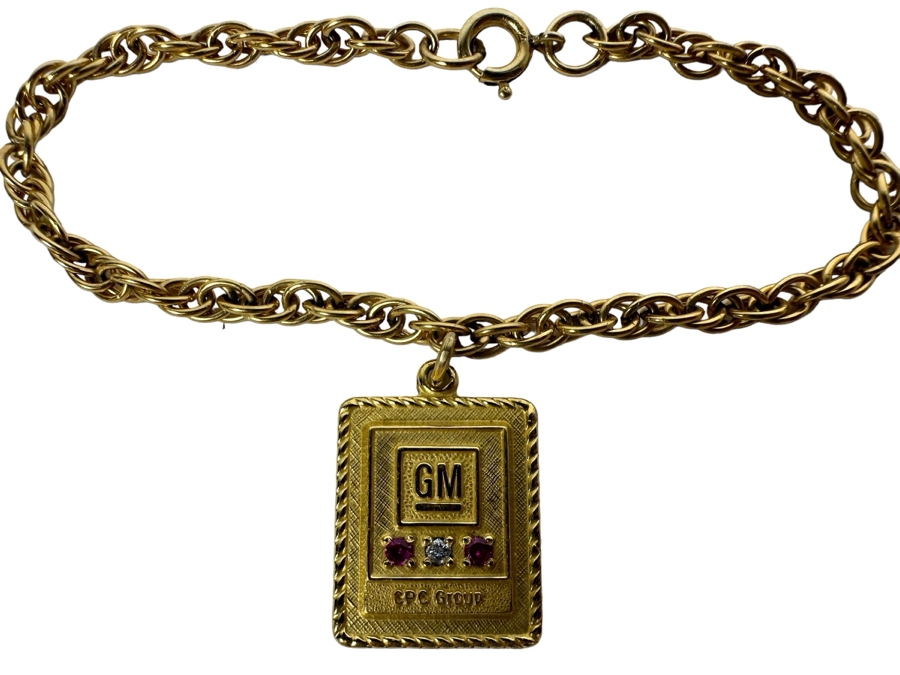 General Motors GM 1/10 10K Gold 30 Years Of Service Pendant With 1/20 12K Gold Bracelet And Original GM Box [Photo 3]