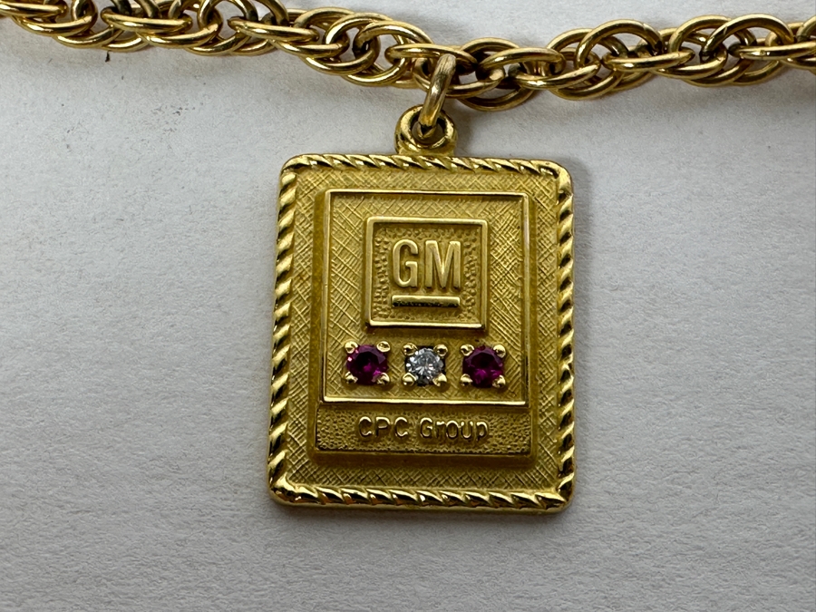 General Motors GM 1/10 10K Gold 30 Years Of Service Pendant With 1/20 12K Gold Bracelet And Original GM Box [Photo 2]
