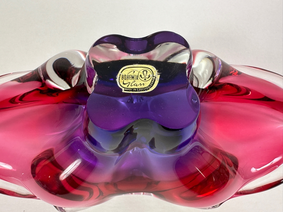 Josef Michal Hospodka Sommerso Art Glass Bohemia Glass Vase Made In Czechoslovakia 12W X 4D X 4H [Photo 14]