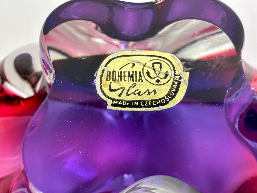 Josef Michal Hospodka Sommerso Art Glass Bohemia Glass Vase Made In Czechoslovakia 12W X 4D X 4H [Photo 15]