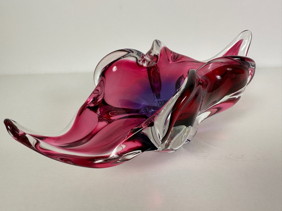 Josef Michal Hospodka Sommerso Art Glass Bohemia Glass Vase Made In Czechoslovakia 12W X 4D X 4H [Photo 11]