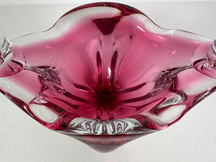 Josef Michal Hospodka Sommerso Art Glass Bohemia Glass Bowl Candle Holders Candlesticks Made In Czechoslovakia 9W X 5D X 6.5H [Photo 5]