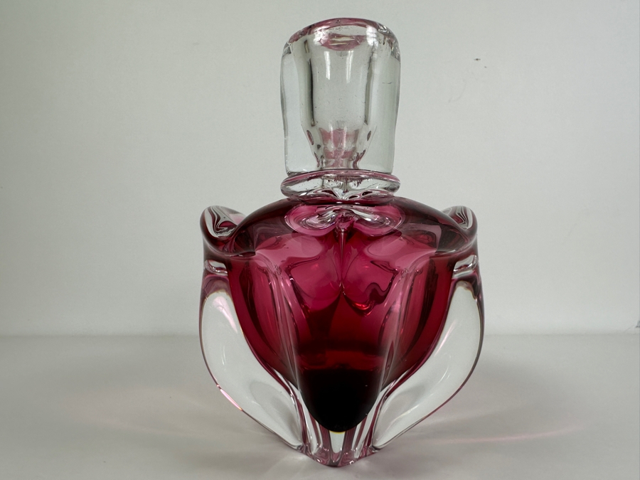 Josef Michal Hospodka Sommerso Art Glass Bohemia Glass Bowl Candle Holders Candlesticks Made In Czechoslovakia 9W X 5D X 6.5H [Photo 6]