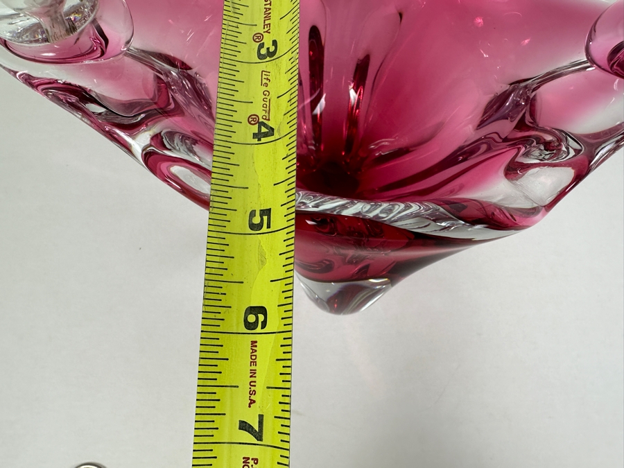 Josef Michal Hospodka Sommerso Art Glass Bohemia Glass Bowl Candle Holders Candlesticks Made In Czechoslovakia 9W X 5D X 6.5H [Photo 9]