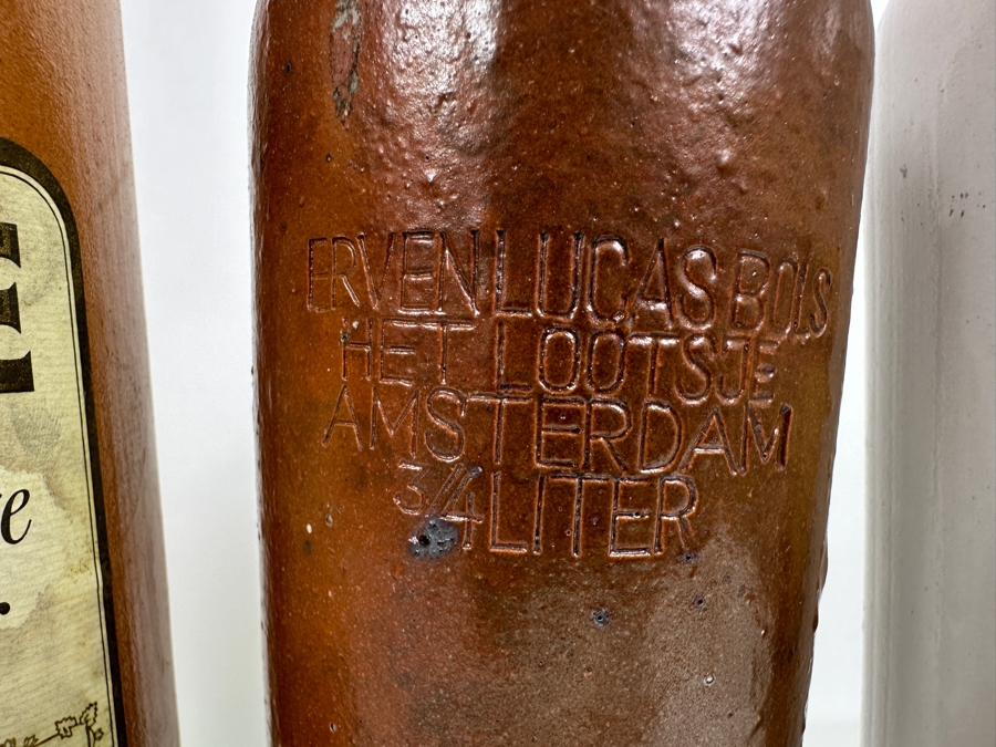 Collection Of Four Vintage Dutch Clay Gin Bottles 12H [Photo 2]
