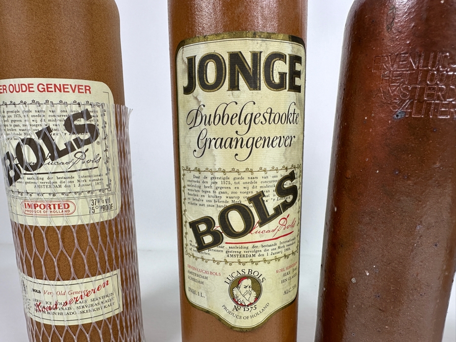 Collection Of Four Vintage Dutch Clay Gin Bottles 12H [Photo 4]