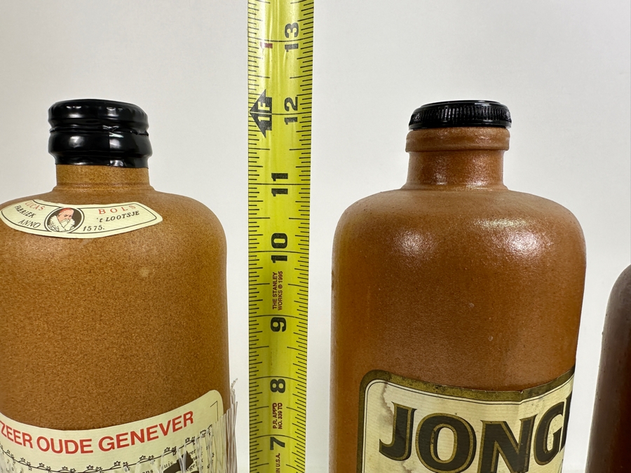Collection Of Four Vintage Dutch Clay Gin Bottles 12H [Photo 8]