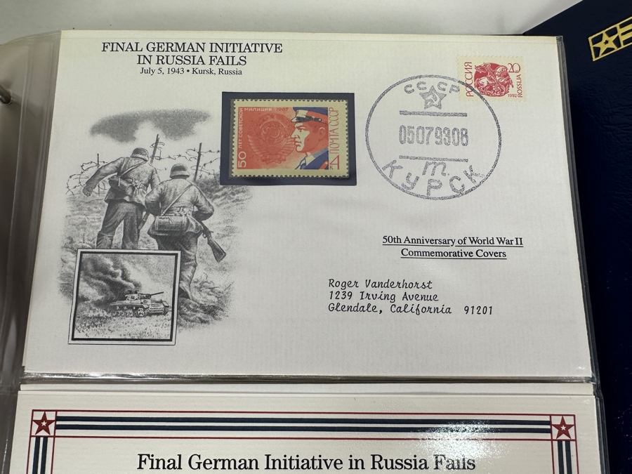 Huge 2-Binder Collection Of 50th Anniversay World War II Commemorative Covers With Mint Stamps Published By The Postal Commemorative Society - See Photos For Sampling - 182 Stamps [Photo 23]