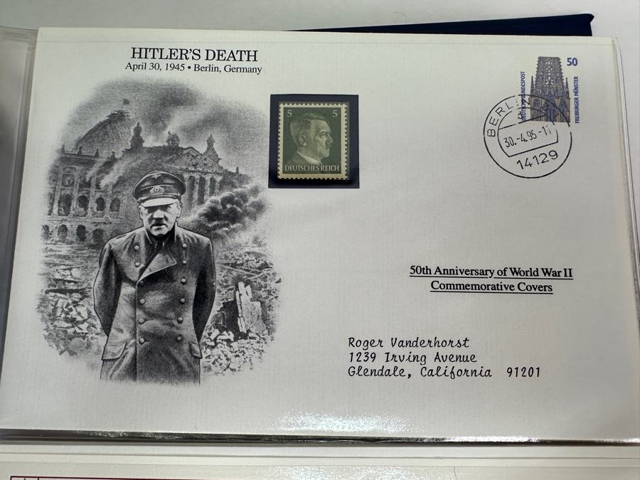 Huge 2-Binder Collection Of 50th Anniversay World War II Commemorative Covers With Mint Stamps Published By The Postal Commemorative Society - See Photos For Sampling - 182 Stamps [Photo 38]